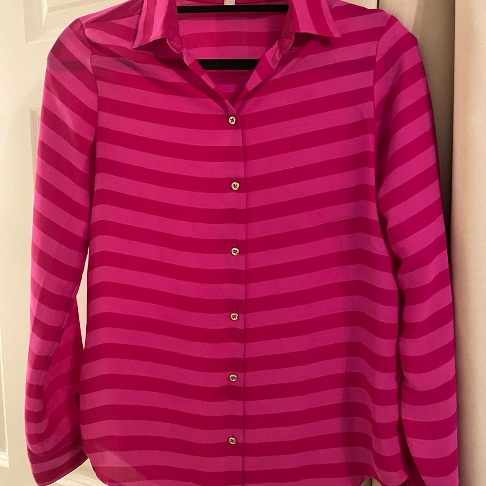 Pink striped blouse